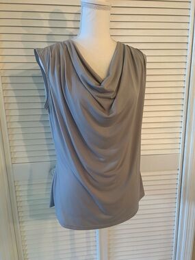 Jennie & Marlis Sleeveless Draped Cowl Neck Top - Gray